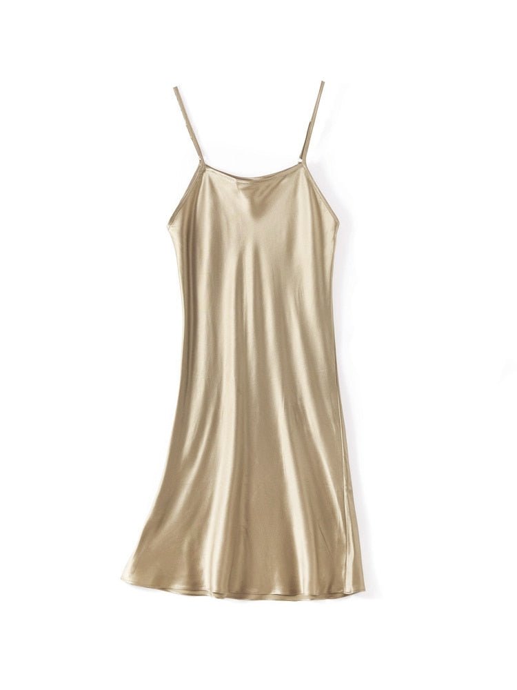 Beige onderjurk in zijde-imitatie