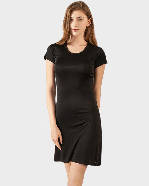 Zwarte onderjurk met korte mouwen Zwart / M